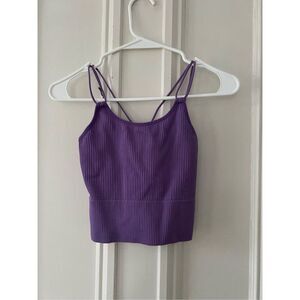 Purple ribbed cropped strappy tank top S